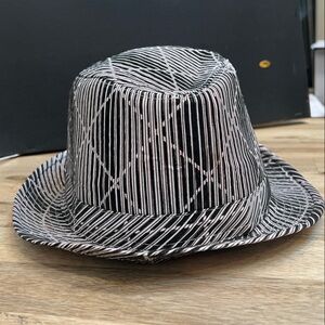Striped Black and White Fedora Hat